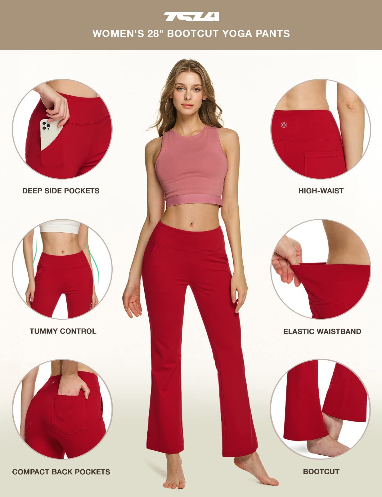 TSLA Women's Yoga & Dress Pants, Office Business Casual Work Slacks, Stretch Straight Leg/Bootcut Pants with 4 Pockets - Image 3