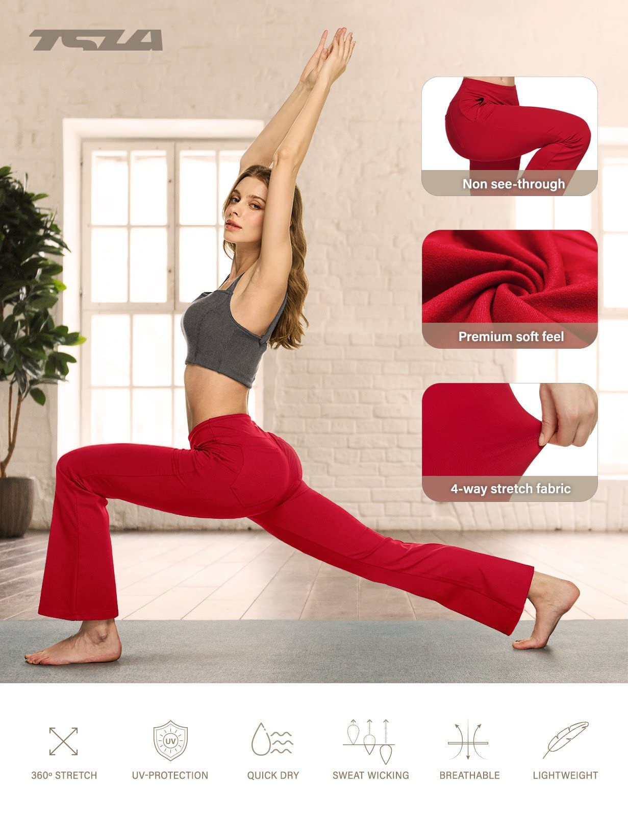 TSLA Women's Yoga & Dress Pants, Office Business Casual Work Slacks, Stretch Straight Leg/Bootcut Pants with 4 Pockets - Image 4